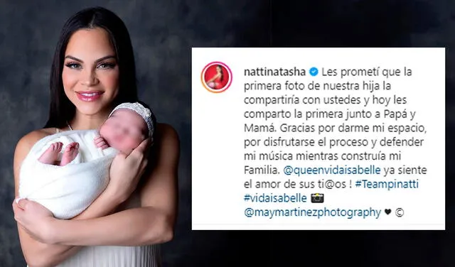 13.6.2021 | Post de Natti Natasha presentando primera sesión fotográfica con su familia. Foto: captura Natti Natasha  / Instagram