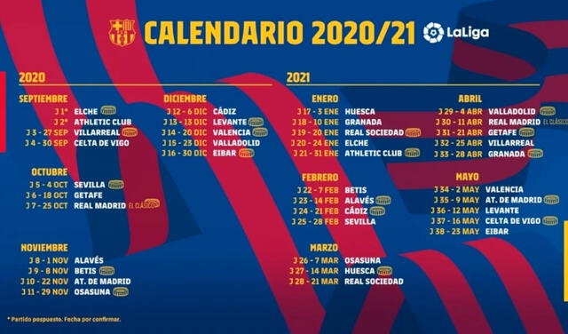 Calendario 2020/21 del FC Barcelona. Foto: Prensa FCB