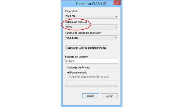 Asegúrate que se encuentre en NTFS. Foto: Winability Software