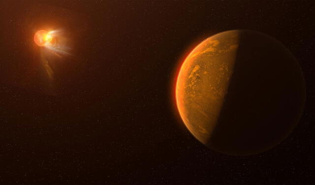 Concepción artística de la perspectiva del planeta Próxima b durante la llamarada de su estrella. Imagen: NRAO