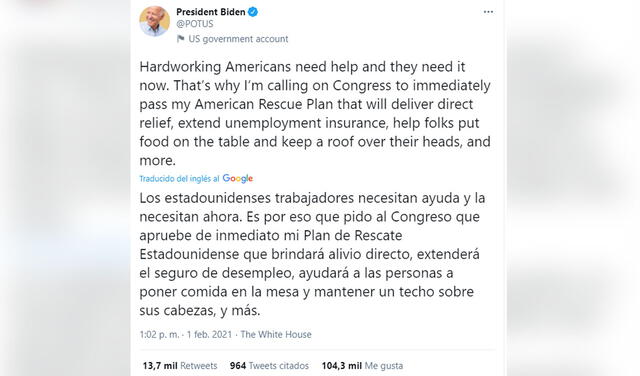 tuit de Joe Biden