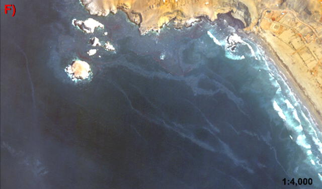 Satélite PerúSAT-1 capta dimensión del  desastre ocasionado por el petróleo de Repsol. Imagen: Satélite PerúSAT-1