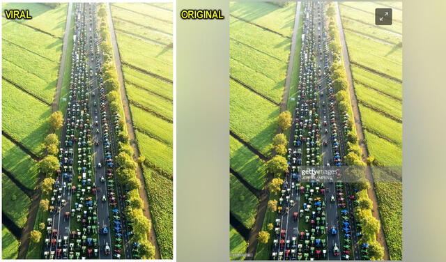 A la derecha está la imagen del viral; mientras que a la izquierda, la pieza de Getty Images. Foto: composición.