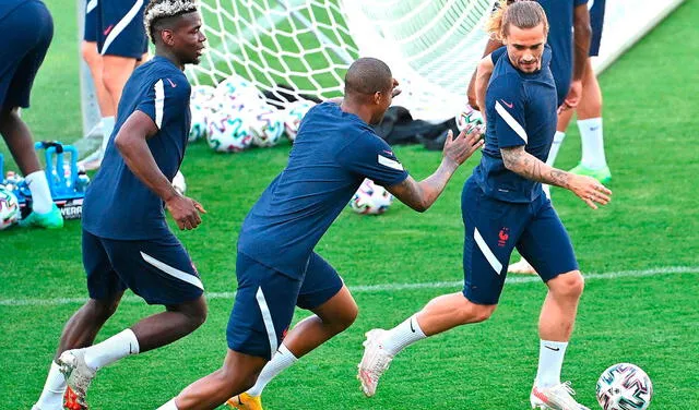 Entrenamiento de la selección francesa previo al partido contra Portugal. Foto: EFE