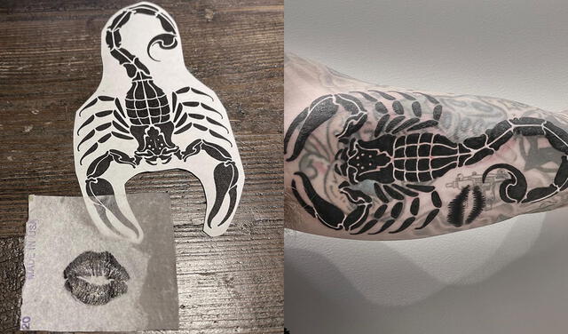 Travis Barker compartió fotografías de el diseño de su nuevo tatuaje, inspirado en Kourtney Kardashian. Foto: composición/Instagram/Travis Barker