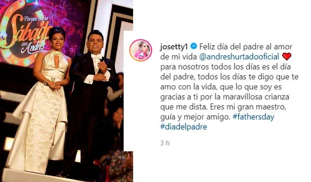 20.6.2021 | Post de Josetty Hurtado por el Día del Padre. Foto: Josetty  Hurtado  / Instagram