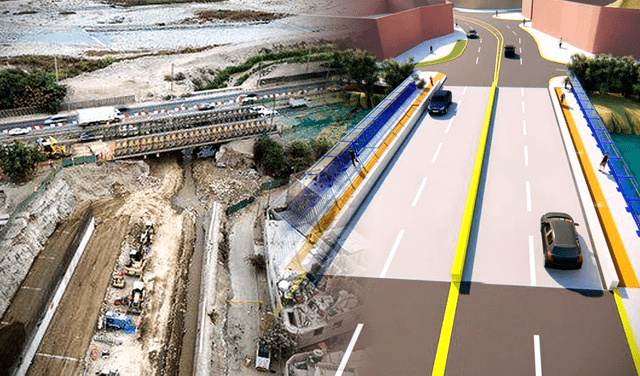 Obra del Puente Huaycoloro estaría lista en diciembre del 2022. Foto: composición / LR / Perú Construye