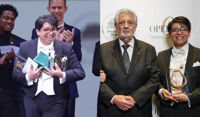 Iván Ayón-Rivas se llevó tres importantes premios a casa tras la gala Operalia, de Plácido Domingo. Foto: composición/captura de Operalia/P.Rychkov / Bolshoi Theatre   