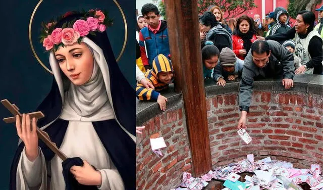  Miles de fieles acuden cada año al pozo de los deseos de Santa Rosa de Lima. Foto: Composición La República/WinCalendario/Viajando por el Perú/Instagram   