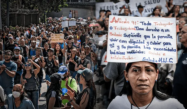 La población venezolana pide un salario digno a Nicolás Maduro. Foto: AFP   