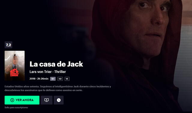  "La casa de Jack" se puede ver en Filmin. Foto: captura de Filmin   