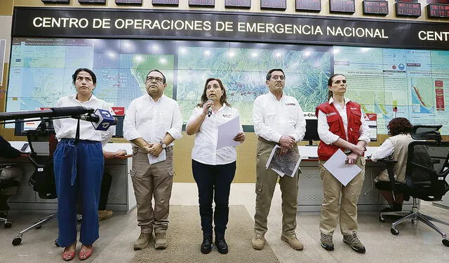 Medidas. Presidenta Boluarte y sus ministros siguen atendiendo la emergencia por las lluvias. Foto: difusión   