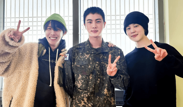  J-Hope y Jimin visitaron a Jin el Ejército el 4 de marzo. Poco después ese mismo día, el primero compartió detalles de la reunión con su compañero mayor de BTS. Foto: Instagram/jin    