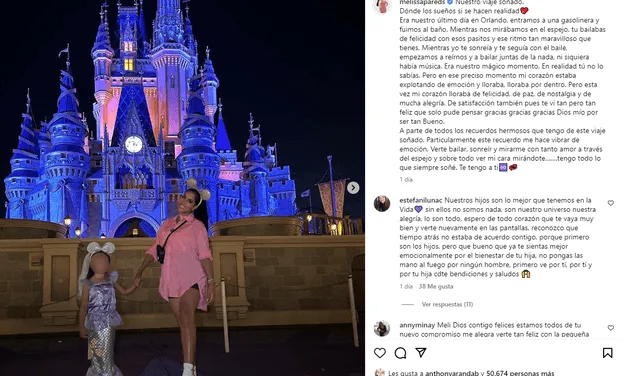 Melissa Paredes celebra viaje a Disney World y usuarios la respaldan. Foto: Instagram/Melissa Paredes   