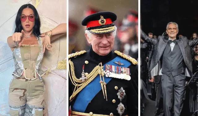  Katy Perry y Andrea Bocelli presentarán un show al día siguiente de la coronación de Carlos III. Foto: composición LR/The Royal Family/Katy Perry/Andrea Bocelli/Instagram    