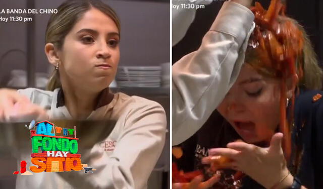  Alessia no toleró más a Laia en "Al fondo hay sitio" y le tiró comida encima. Foto: composición LR/América TV<br><br>    