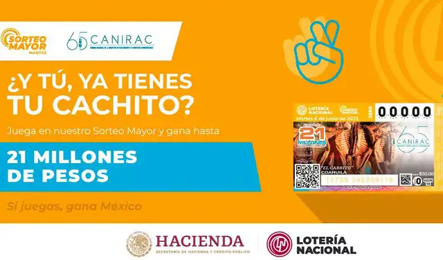 Con el Sorteo Mayor ganarás 21 millones de pesos. Foto: Lotería Nacional   