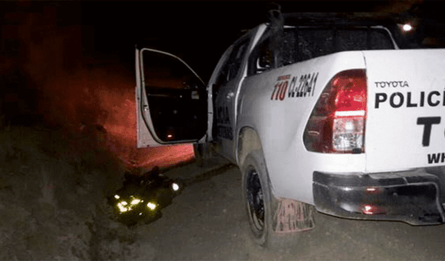  06.12.05. Ataque a camioneta PNP en Tucuccasa (Huancavelica). Tres policías fallecidos. Foto: difusión   