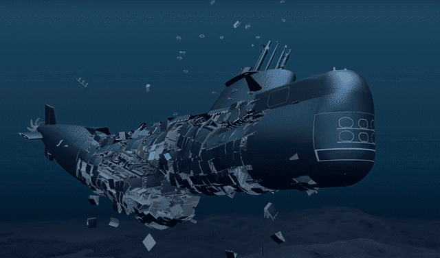  La implosión es la causa probable del submarino Titán. Imagen: captura de YouTube / Kostack Studio   