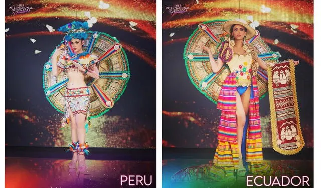 Miss International Queen 2023: trajes típícos de Perú y Ecuador con el mismo disco. Foto: Miss International Queen/Instagram<br><br>    