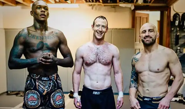 Mark Zuckerberg entrena con Israel Adesanya, campeón del UFC. Foto: Instagram / @Zuck   