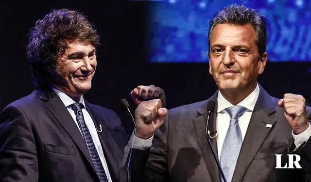  Javier Milei y Sergio Massa buscarán llegar a la presidencia de Argentina el próximo 19 de noviembre. Foto: composición LR/EFE/AFP<br>  