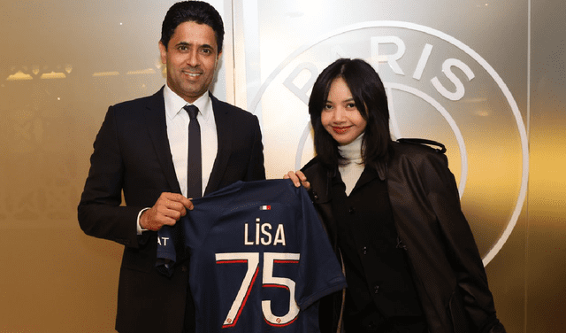  Presidente del PSG Nasser Al-Khelaifi y Lisa de BLACKPINK. Foto: PSG 