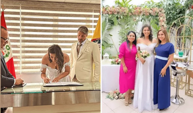  Claudia Portocarrero en su matrimonio junto a sus amigas. Foto: composición LR/Instagram/Claudia Portocarrero   