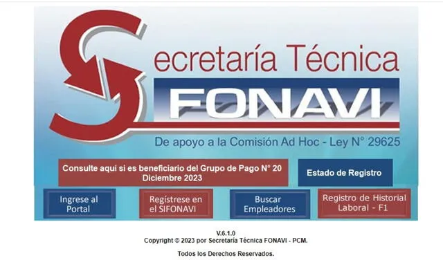  Portal oficial de la Secretaría Técnica del Fonavi. Fuente: Secretaría Técnica   