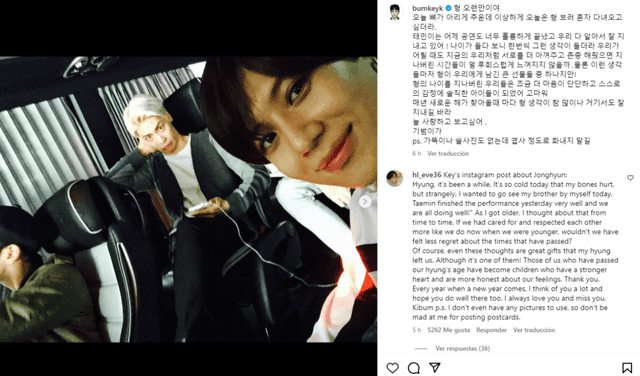  Captura del post que publicó Key. Foto: Instagram/Bumkeyk   