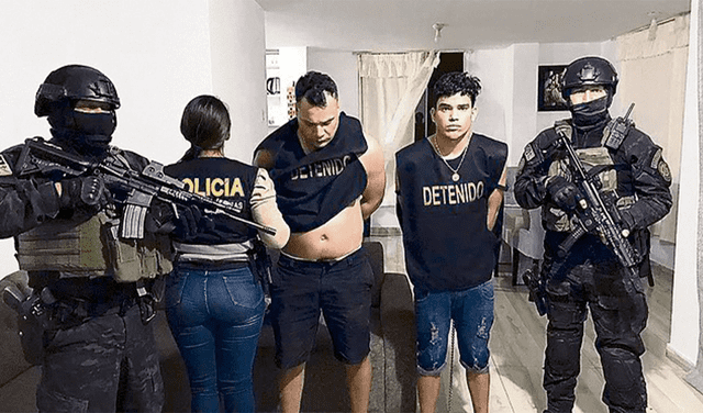  Golpe. Dos de los miembros de ‘Los Gallegos’ detenidos en un operativo ejecutado en Lima. Foto: difusión    