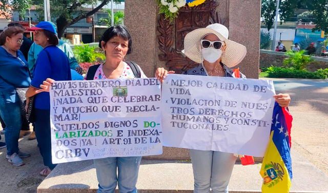 Tras el anuncio de Nicolás Maduro, los docentes venezolanos salieron a marchar en busca de mejoras salariales. Foto: composición LR/María José Vargas   