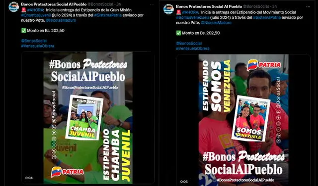 bonos protectores social al pueblo | somos venezuela | chamba juvenil