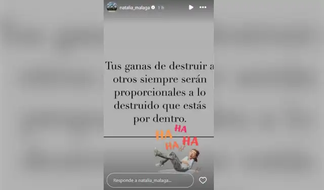 Mensaje de la exdeportista en sus redes sociales. Foto: Natalia Malaga/Instagram Mensaje de la exdeportista en sus redes sociales. Foto: Natalia Malaga/Instagram