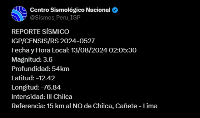  Temblor en Lima. Foto: captura IGP   