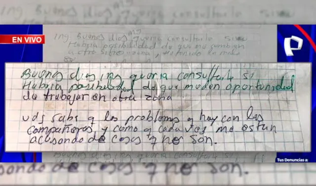 Carta que habría escrito Christian Wacner Vila Rivera a la administración del Parque de las Leyendas. Foto: '24 Horas'   