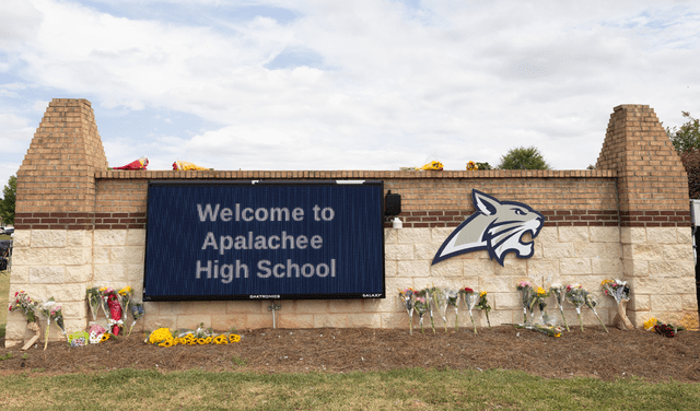 Instalaciones del Apalachee high school después del atentado por Colt Gray. Foto: AFP.    