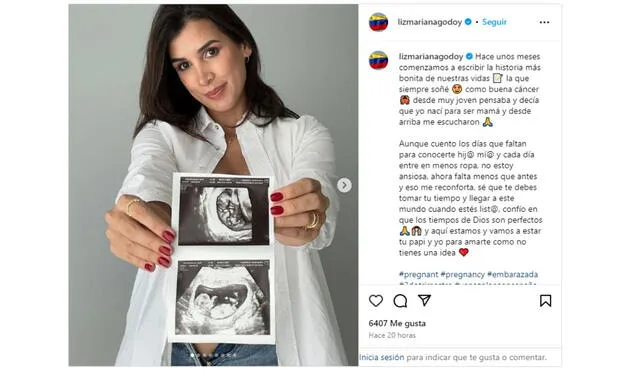 Liz Mariana Godoy anuncia su embarazo. Foto: Liz Mariana Godoy/ Instagram    