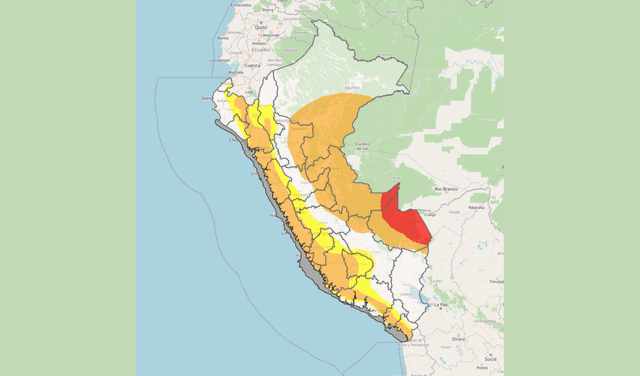  Mapa de riesgo por incendios forestales del Senamhi. Foto: Senamhi.   