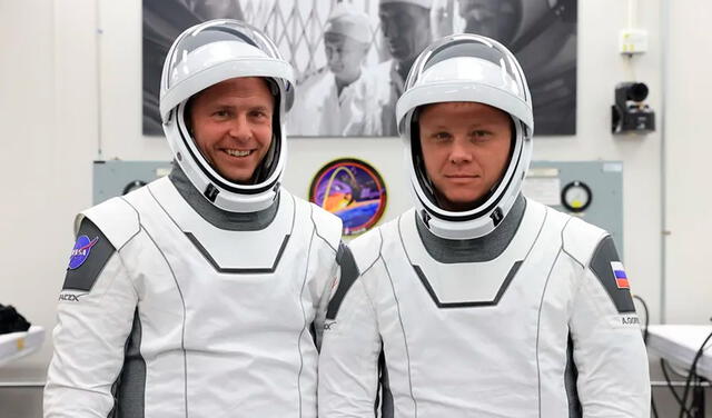  Nick Hague y Alexander Gorbunov son los tripulantes de la misión Crew-9 de SpaceX. Foto: EFE/NASA.   