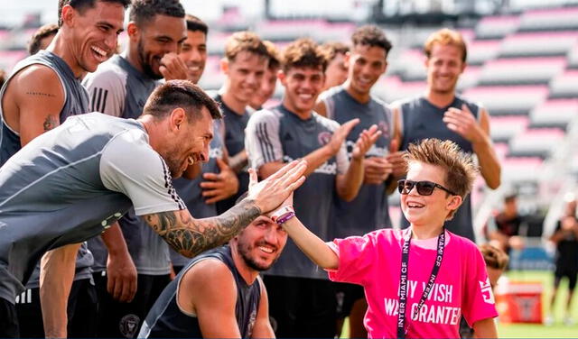  Messi y el Inter Miami pintan sonrisas en los corazones de 23 pequeños guerreros. Foto: Make a Wish.   