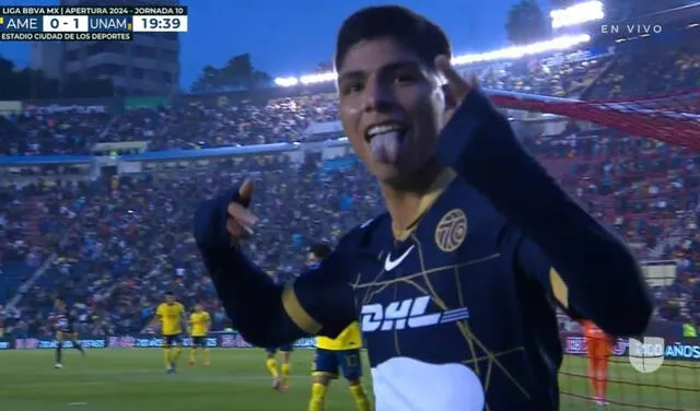 Piero Quispe llegó a Pumas desde Universitario. Foto: captura de TUDN.   