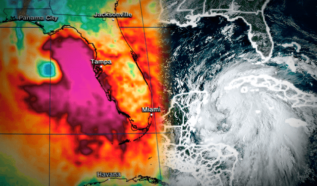  La tormenta tropical Helene está programado para impactar el sur de Florida este jueves 26 de septiembre. Foto: composición LR/AFP PHOTO / NOAA / RAMMB   