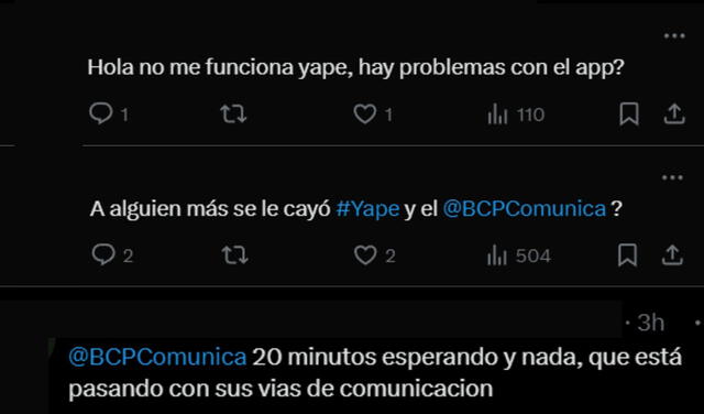 Quejas de usuarios en X, anteriormente conocido como Twitter. Fuente: difusión   