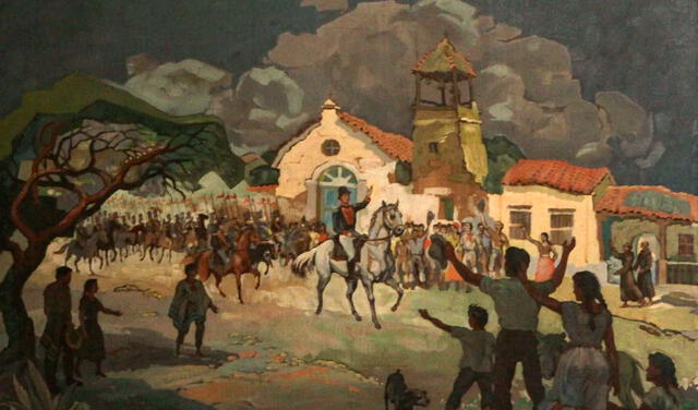 Jóvenes paraguayos revolucionarios intimaron al gobernador Velasco en la noche del 14 de mayo de 1811. Foto: pintura de Gill Coimbra/Gobierno de Paraguay.   