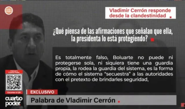 Vladimir Cerrón se pronuncia desde la clandestinidad para Cuarto Poder.   