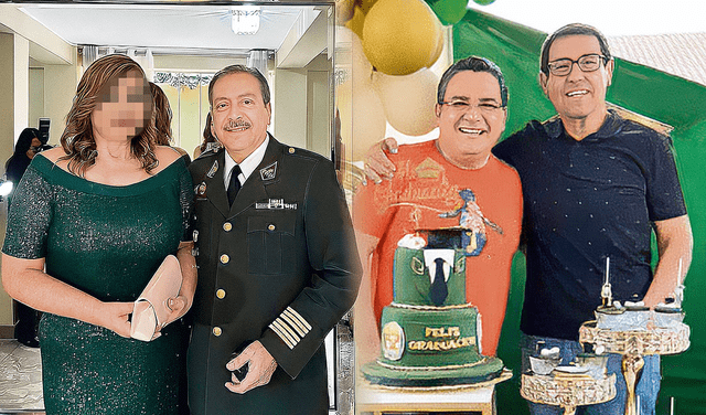 Lazos familiares. El coronel PNP Gustavo Pareja (arriba) es suegro del comandante Ismael Arroyo PNP (derecha), “ojos y oídos” del ministro Santiváñez. Foto: difusión   