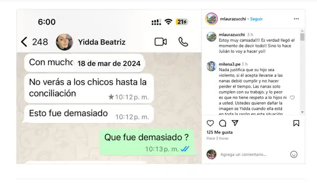 Madre de Julián Zucchi acusa a Yiddá Eslava de no dejar al argentino ver a sus hijos. Foto: María Laura Zucchi/Instagram Madre de Julián Zucchi acusa a Yiddá Eslava de no dejar al argentino ver a sus hijos. Foto: María Laura Zucchi/Instagram