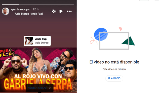 El video se titulaba 'Al rojo vivo con Gabriela Serpa'. Foto: composición LR/Instagram/gianfrancopcr   