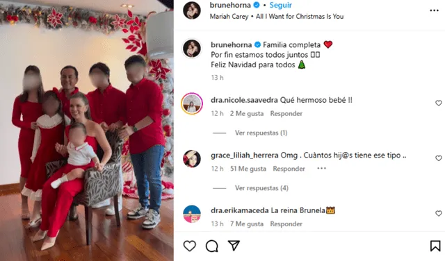  Brunella Horna celebró la Navidad junto a Richard Acuña. Foto: Brunella Horna/Instagram 